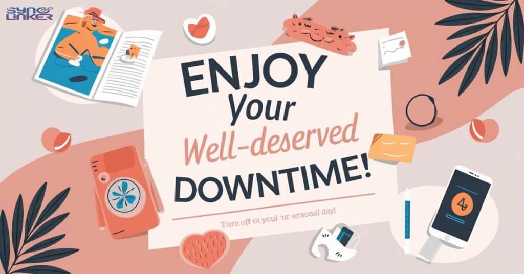 "Enjoy your well-deserved downtime!"