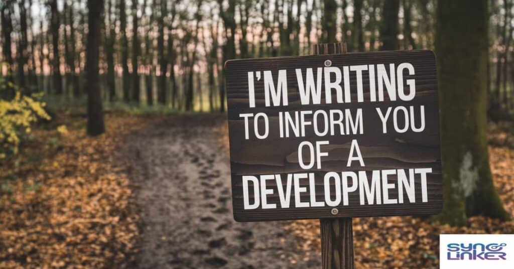 I'm writing to inform you of a development…