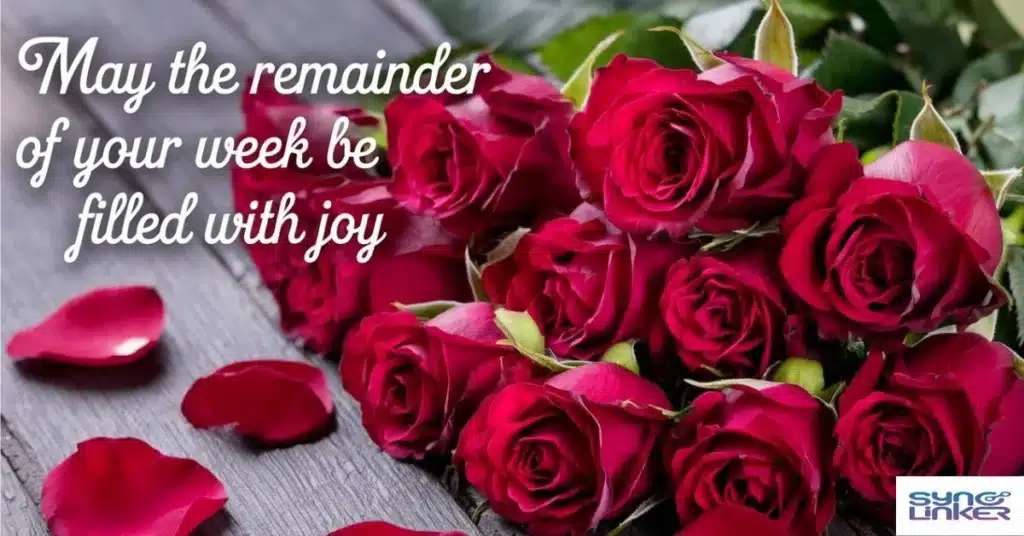 May the remainder of your week be filled with joy